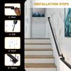 Square Tube Handrail, Industrial Steel Stair Railing, Slip-Resistant, Wall-Mounted for Indoor and Outdoor Stairs view 3