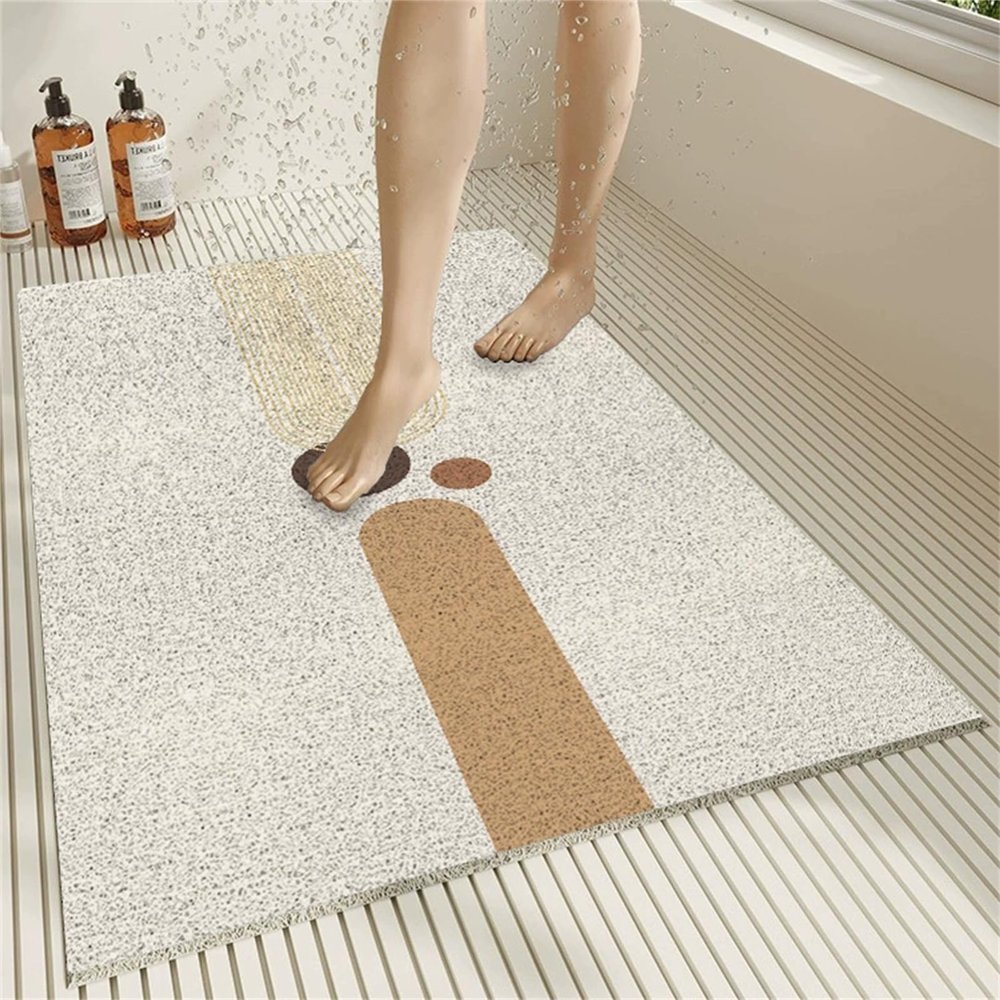 Odot Non-Slip PVC Loofah Shower Mat, Quick-Drying Bathtub Mat, 35.4 x 47.2 in, Nordic