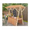 Portable Foldable Push Cart, Lightweight Wooden Market Cart, Yellow view 1
