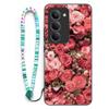 Sinyunron Case Compatible with Redmi 15 4G, 2-in-1 Hybrid Case with Patterned Metal Back and Colorful Strap, Rose view 1
