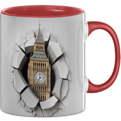 3D London Mug, London Gift with Breakthrough Wall Quote (Red)