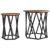 ROMHZKS Rustic Recycled Wood Side Table with Metal Frame view 2