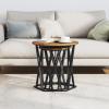 ROMHZKS Rustic Recycled Wood Side Table with Metal Frame view 4