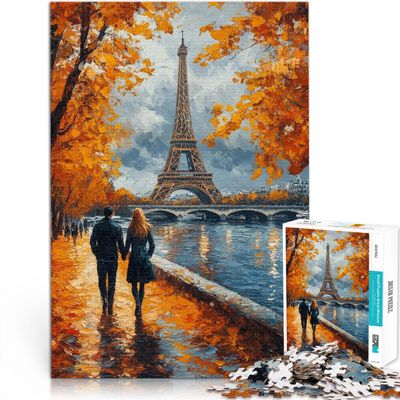 1000-Piece Jigsaw Puzzle for Adults, Autumn Walk at the Eiffel Tower, Ages 14+, Wall Decor Gift, 38 x 52 cm (14.9 x 20.4 in)