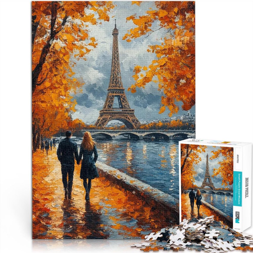 1000-Piece Jigsaw Puzzle for Adults, Autumn Walk at the Eiffel Tower, Ages 14+, Wall Decor Gift, 38 x 52 cm (14.9 x 20.4 in)