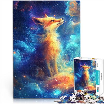 1000-Piece Wooden Cosmic Fox Puzzle for Adults, 14+, 50 × 75 cm