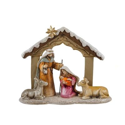 Mysterium Nativity, 1 Piece with Animals and Portal, Resin, Hand-Painted, 22 x 10 x 17 cm