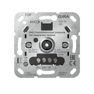 Gira 202700 DALI Rotary Dimmer Insert with Built-In Power Supply