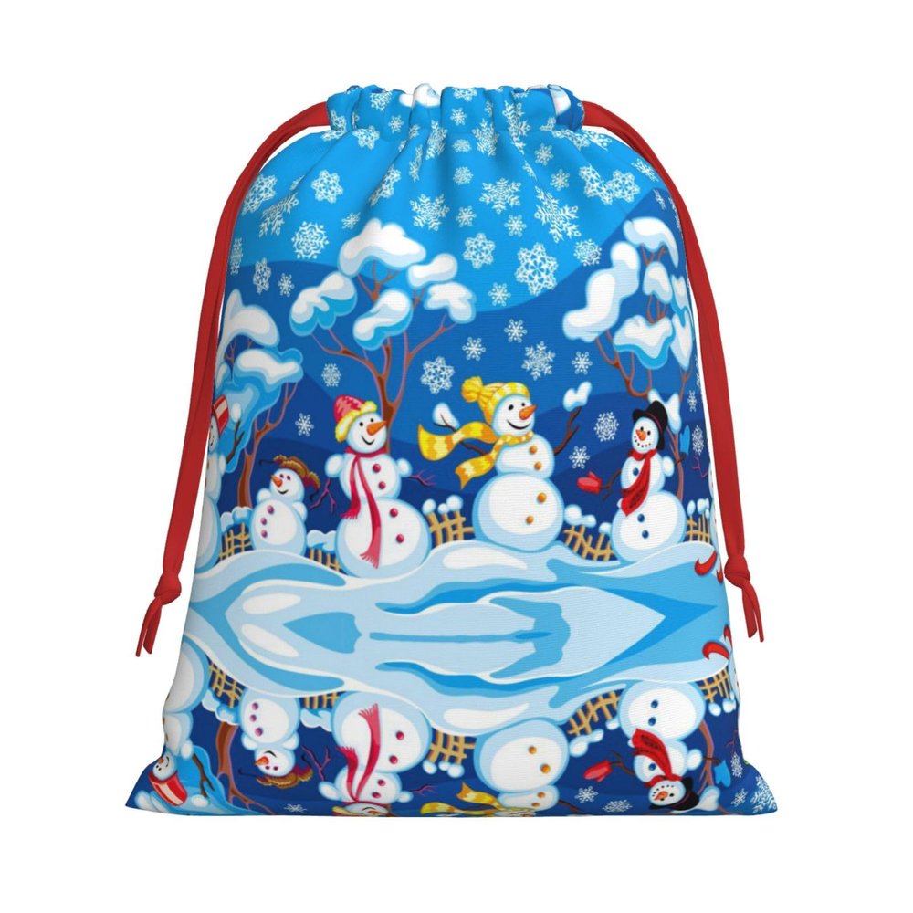 Snowman Gift Bag with Drawstring, Durable and Versatile