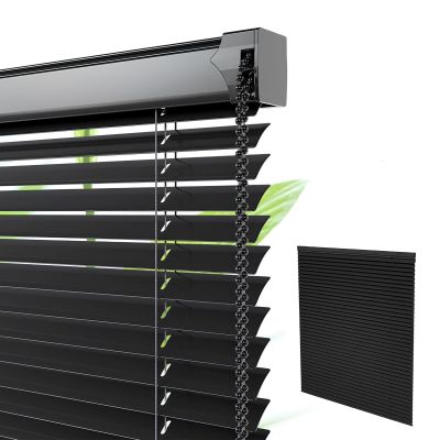 Aluminum Venetian Blinds, 2.5 cm Slats, Black, 90 W x 200 H cm