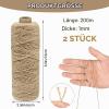 EOPUOZS 2-Pack 200 m Jute Twine, 1 mm Brown Jute String for Gift Wrapping, Wedding Decor, Packaging, Christmas Crafts, Macramé and Floristry view 2