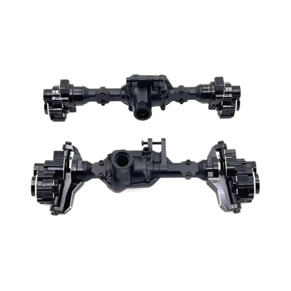 RC 1/10 Metal Upgrade Front & Rear Axle Set for HuangBo R1001/R1002/R1003, Black