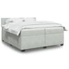 Massbinet Modern Upholstered Double Bed with Storage, Headboard, Wooden Slats and Mattress, Light Gray Velvet, 200 x 200 cm view 1