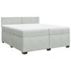 Massbinet Modern Upholstered Double Bed with Storage, Headboard, Wooden Slats and Mattress, Light Gray Velvet, 200 x 200 cm view 2