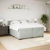Massbinet Modern Upholstered Double Bed with Storage, Headboard, Wooden Slats and Mattress, Light Gray Velvet, 200 x 200 cm view 3