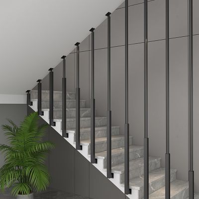 MARXAN Industrial Black Stair Handrail Set, 1-Pack, I-Shaped Adjustable, 130 cm