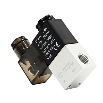 UWUKCJOKQ 2V025-08 Air Solenoid Valve, 2-Position, 2-Port, 1/4 in, Normally Closed, 12/24/110/220 V, Wire W Btpc602, Black