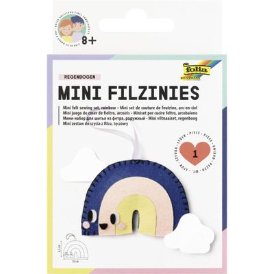 folia 52922 Mini Filzinies RAINBOW, 15-Piece Felt Sewing Kit for Making a Rainbow Charm