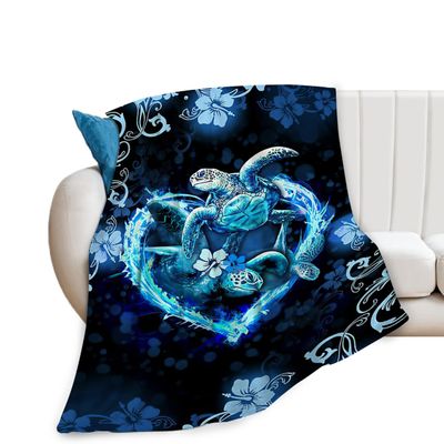 fifbird Flannel Fleece Blanket, Sea Turtle Design, Cozy Plush Throw for Couch, Sofa, Bed, and Décor