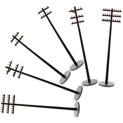 Miniature ABS Telegraph Poles, Black, 6 pcs, 1:42