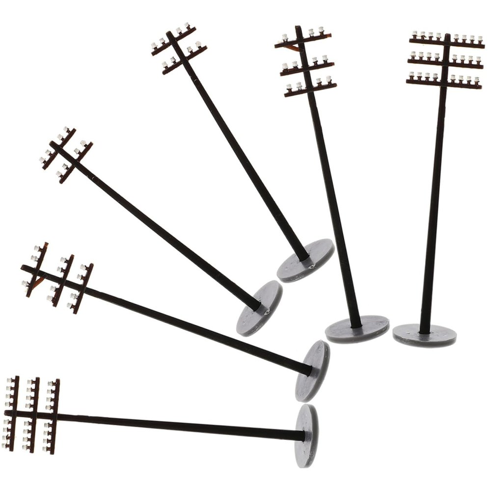 Miniature ABS Telegraph Poles, Black, 6 pcs, 1:42