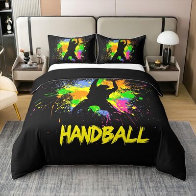 Homewish Handball Boys' Cotton Duvet Cover Set, Colorful Ink Graffiti Style, 155 x 220 cm