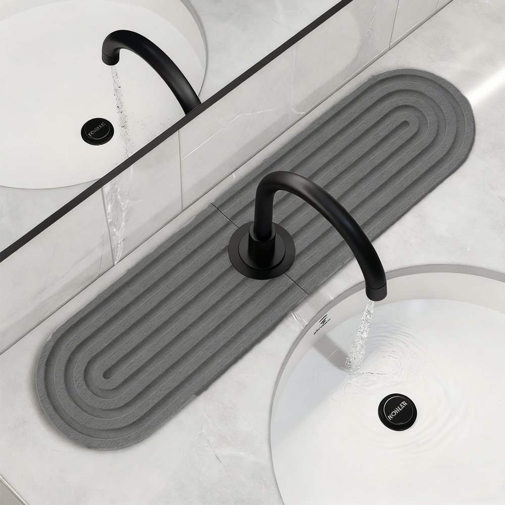 Faucet Absorbent Diatomaceous Earth Mat, Dark Gray, 60 x 10 cm