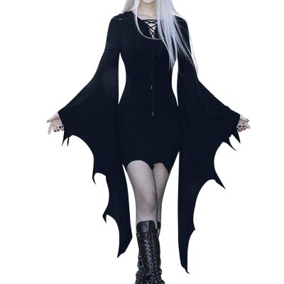 Women's Bat Vampire Halloween Costume Dress, Navy, XXL
