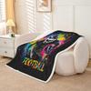 Homewish American Football Fleece Blanket 90 x 90 in Neon Graffiti Design view 2