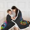 Homewish American Football Fleece Blanket 90 x 90 in Neon Graffiti Design view 3
