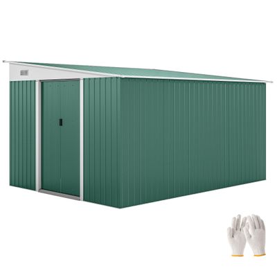 Outsunny Metal Garden Shed, 19.4 m², 280 × 345 × 201 cm, Sliding Doors, Green