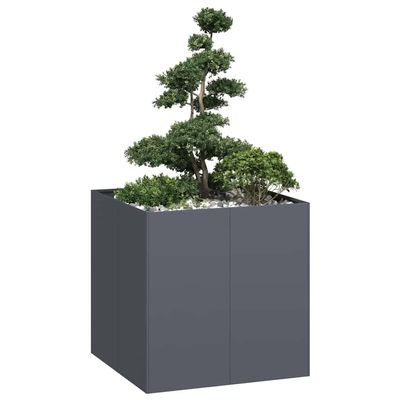 Hommdiy Raised Garden Bed Planter Anthracite 80 x 80 x 80 cm Steel