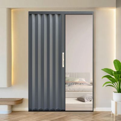 yurstcggh Folding Door, Sliding Interior Door, Aluminum Alloy, White/Gray, 75 × 204 cm