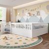 Merax Children's Bed, 140 x 190 cm, Wooden Single Bed with Safety Rails, Slatted Base, White view 4