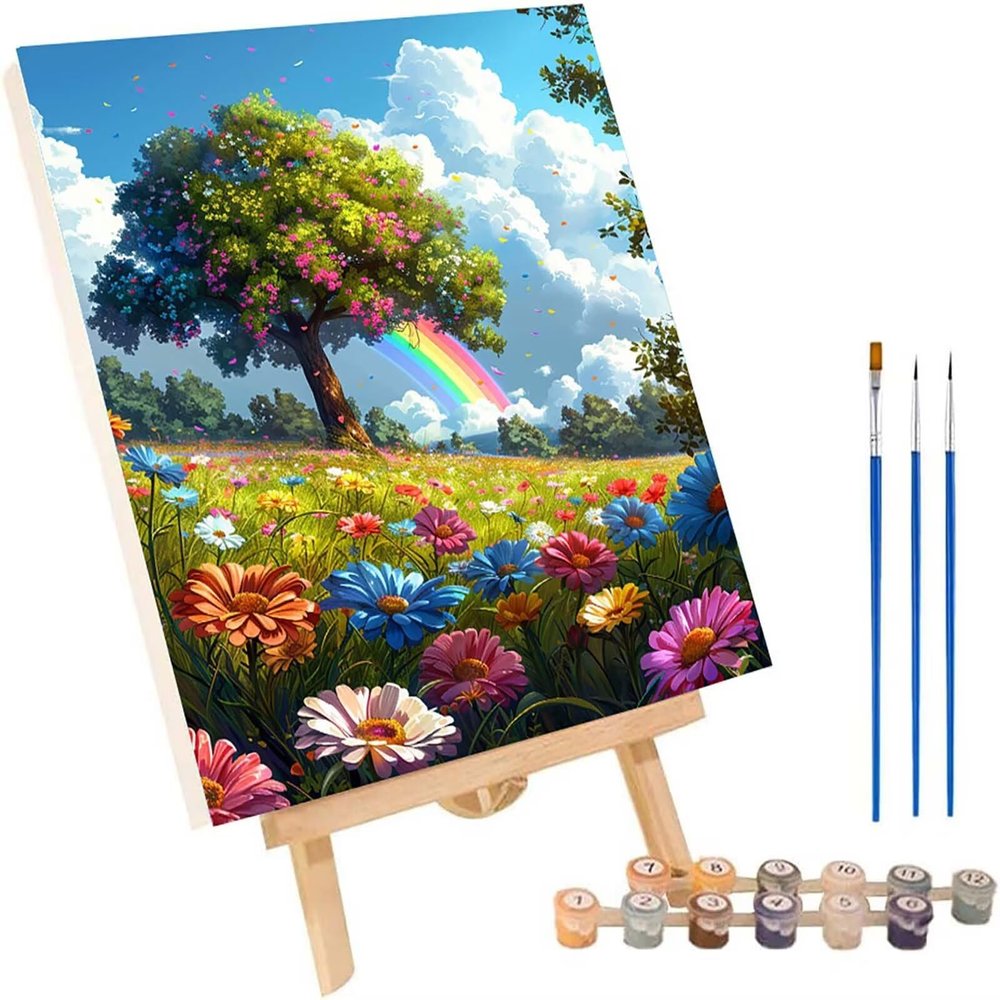 Tree Paint by Numbers Kit for Adults with Frame, Flower Design, 40 x 50 cm – Z-3767