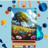 Tree Paint by Numbers Kit for Adults with Frame, Flower Design, 40 x 50 cm – Z-3767 view 2