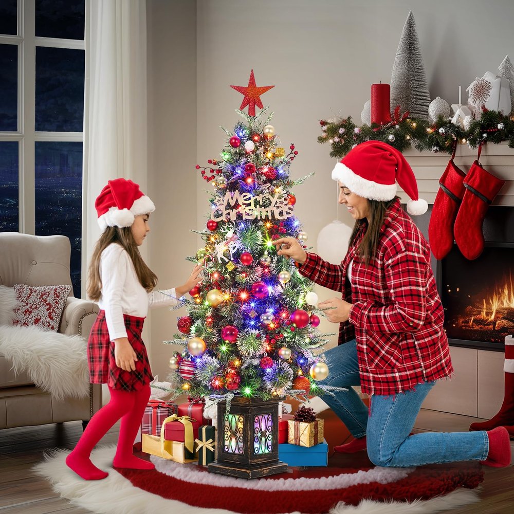 122 cm Artificial Christmas Tree with 150 LED Lights, 8 Modes and Metal Stand