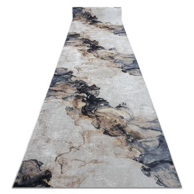 rugsx Lotus Shadows 37550 Abstract Runner Rug, Beige/Gray, Washable, 80 x 730 cm