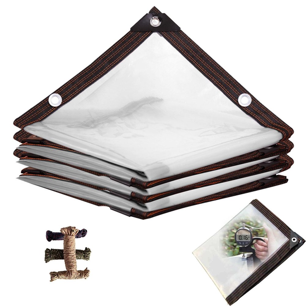 Transparent Patio Tarp with Eyelets, 0.16 mm, Waterproof (12 x 21 m)