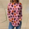 HUIFUAO Funny Halloween Shirt for Women, Scary Bat T-Shirt, Long-Sleeve Tunic, Crew Neck, Pink Z02 #3, M view 2