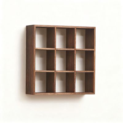 Blazea Wooden Wall-Mounted Cup Rack, 3x3 9-Slot Display Shelf