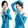 UBOHUZ Satin Glossy Connected-Finger Opera Gloves, Pink, M view 2