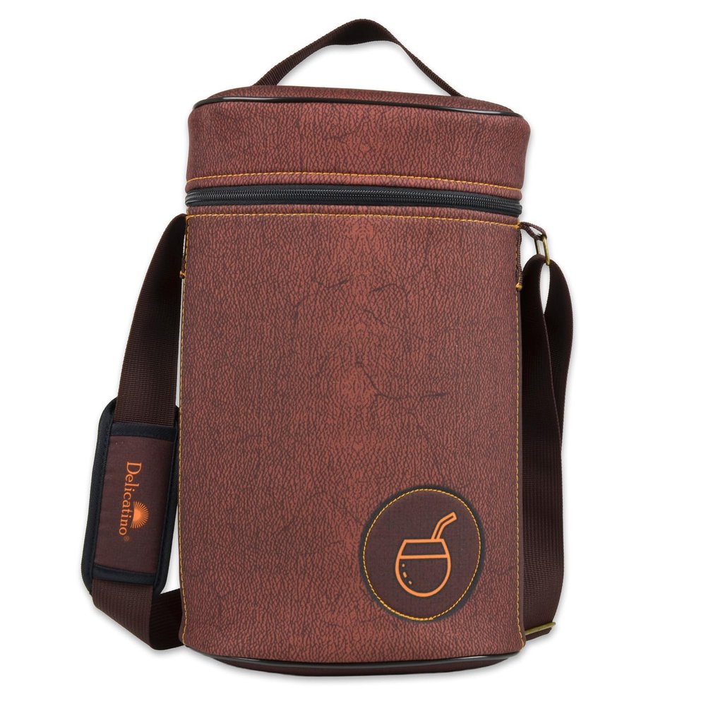 Delicatino Bolso Matero Carrying Bag for Mate Set | Brown Leather-Look 'Calabaza' Design