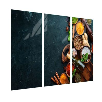 Stovetop Cover, Tempered Glass Cutting Board & Ceramic Cooktop Cover, 3-Piece, 3 x 30 x 52 cm, Hygienic & Non-Slip, for Induction and Ceramic Cooktops, Spices & Olive Oil – SFArt