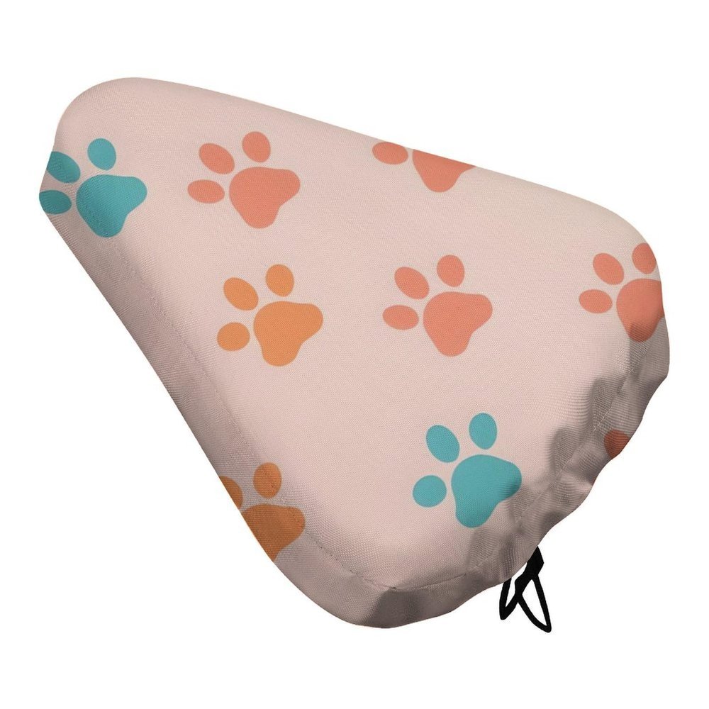 Treer Waterproof Bicycle Saddle Covers with Dog Paw Print, Pink, 2-Pack
