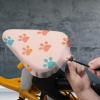 Treer Waterproof Bicycle Saddle Covers with Dog Paw Print, Pink, 2-Pack view 3