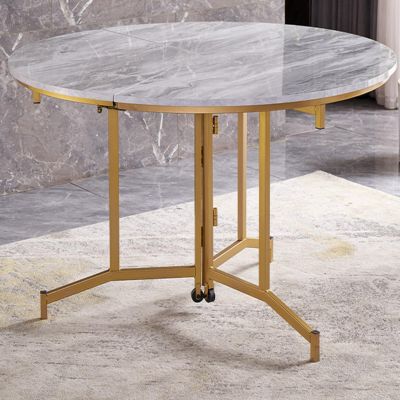 Ultra-Thin Extendable Round Solid Wood Dining Table