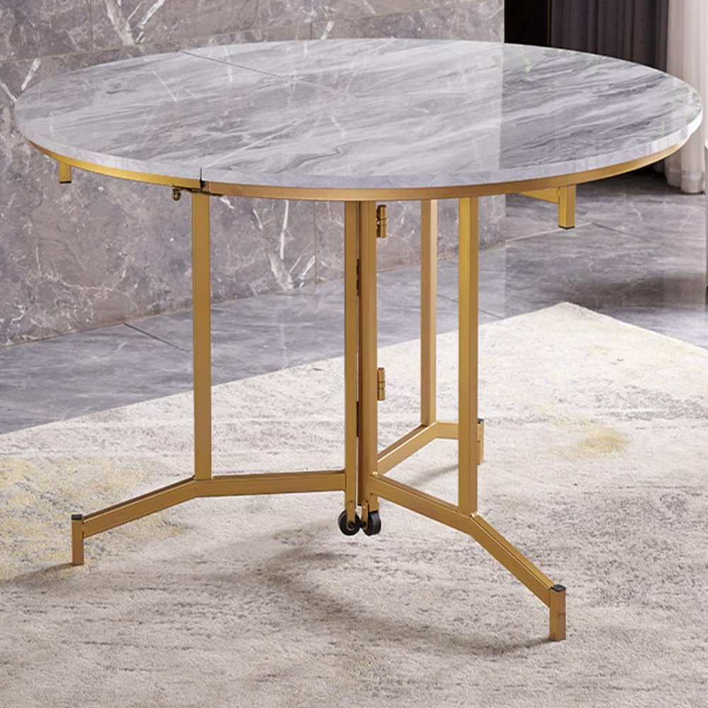 Ultra-Thin Extendable Round Solid Wood Dining Table