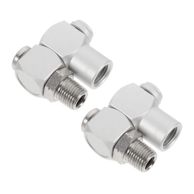 PLAFOPE Pneumatic Swivel Fitting, 360° Rotatable Metal Hose Connector, 2 Pieces