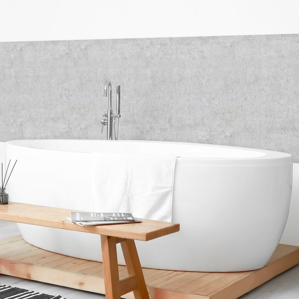 micasia Self-Adhesive Waterproof Bathroom Wall Panel, Cement Stone Look, Matte Gray, 250 x 100 cm
